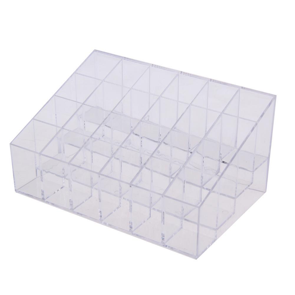 Clear Acrylic 24 Cosmetic Organizer Makeup Case Holder Display Stand Storag