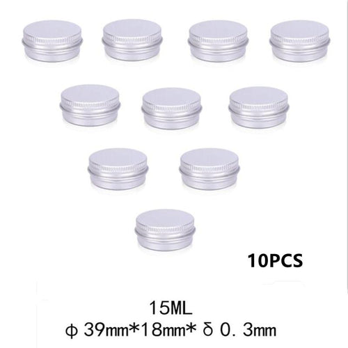 10Pcs Empty Screw Top Round Tin Cans Aluminium Cosmetic Container Pots Jar Silver Makeup Case DIY Cream Cosmetic Box