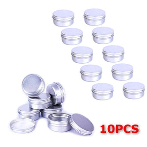 10pcs Cosmetic Sample Aluminium Tins Empty Containers 50ML Round Pot Screw Cap Lid Small Ounce for Lip Balm Salve Makeup Case