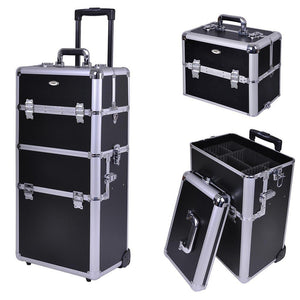 2in 1 38" Rolling Cosmetic Makeup Train Cases Trolley Professional