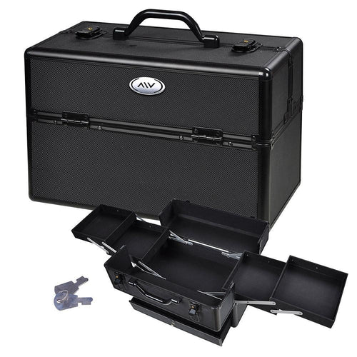 Aluminum Cosmetic Makeup Train Case Lockable ABS Storage Organizer