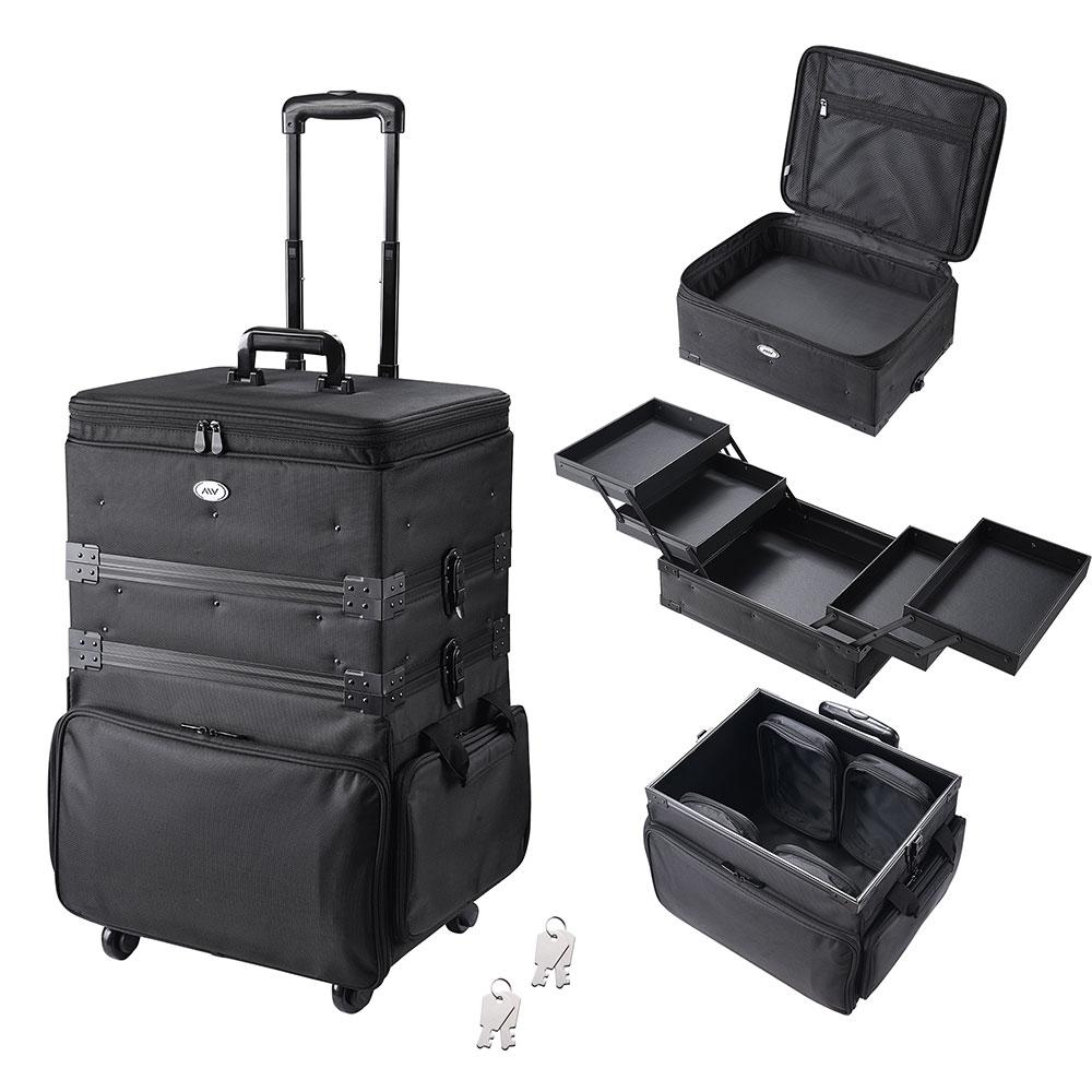 AW 3 in 1 Soft Rolling Makeup Case w/ 4 wheels Oxford