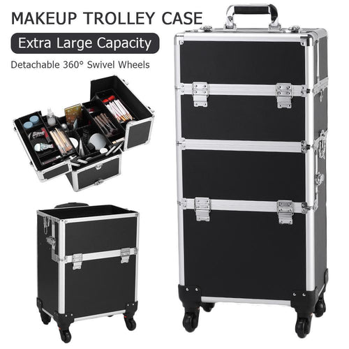 3 in 1 Aluminum Cosmetic Makeup Case Tattoo Box Black