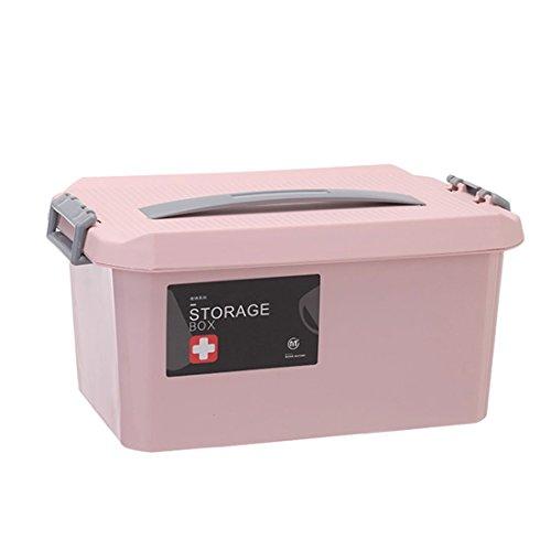 Medicine Cabinets, XSHION First Aid Kit Medicine Box /Nursery Bin /Office Storage File Boxes /Bathroom Storage & Organization (Light Pink)