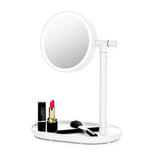 Load image into Gallery viewer, Save lighted makeup mirror mirror with cosmetic organizer tray 1x 3x magnification usb charging 270 degree adjustable led light makeup vanity for desk or tabletop white