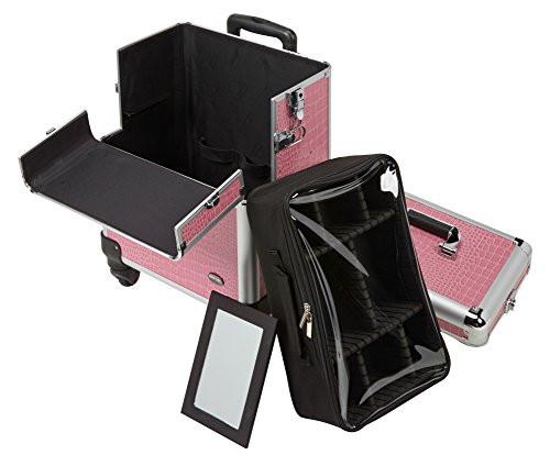 4 in 1 Rolling Professional Makeup Case w/ 4 360 Spinning Wheels