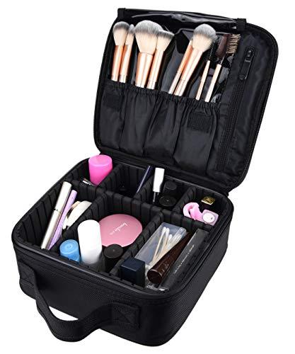 10  Professional Portable Travel Makeup Case Cosmetic Bags Organizer Storage Bag Train Case (Black)