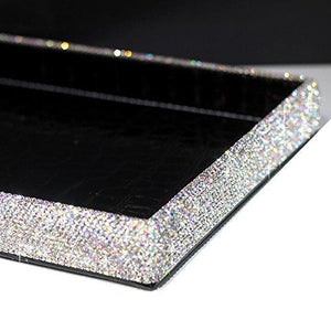 Home bestblingbling classic bling rhinestone jewelry or makeup storage box organizer display storage case with lock for desk or table silver
