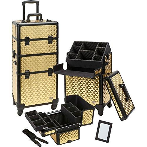 Pro 2 in 1 Makeup Case 4 Wheeled Spinner w/ Adjustable Dividers