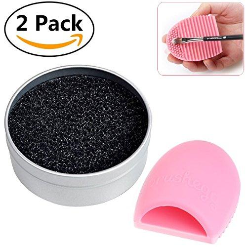 2Pcs Makeup Brush Cleaners, Make Up Brushes Cleaning Sponge, Brush Egg Color Removal Kit Cosmetic Clean Tools