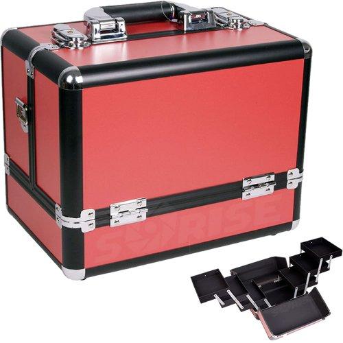 12 Inch Red Panel W/Black Trim Travel Cosmetic Organizer Makeup Artist Train Case