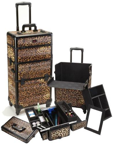 Pro 2 in 1 Makeup Case 4 Wheeled Spinner w/ Adjustable Dividers