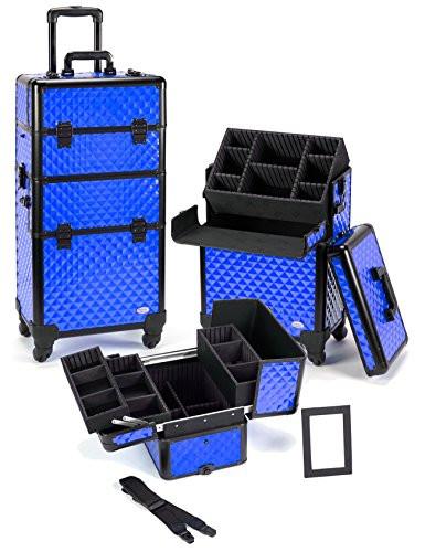 Pro 2 in 1 Makeup Case 4 Wheeled Spinner w/ Adjustable Dividers