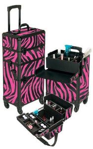 Pro 2 in 1 Makeup Case 4 Wheeled Spinner w/ Adjustable Dividers