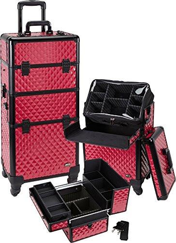 Pro 2 in 1 Makeup Case 4 Wheeled Spinner w/ Adjustable Dividers