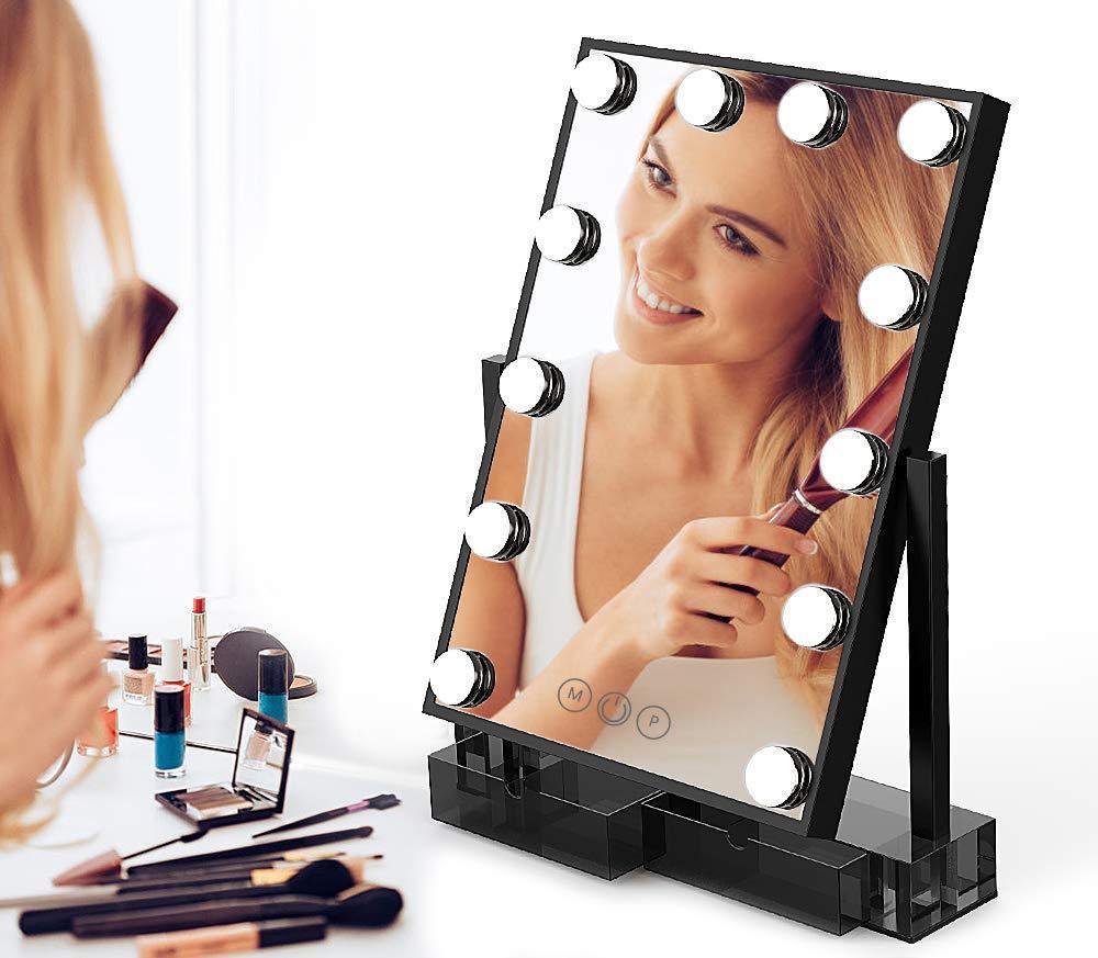 The best lighted vanity mirror with 12 dimmable led bulbs and touch control design 3 color lighting modes large hollywood style makeup cosmetic mirrors with lights for dressing table