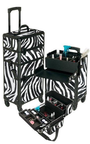 Pro 2 in 1 Makeup Case 4 Wheeled Spinner w/ Adjustable Dividers