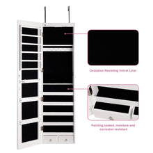 Load image into Gallery viewer, Online shopping giantex wall door jewelry armoire cabinet with mirror 2 led lights auto on large storage wide mirrored 1 scarf rod 36 hooks 1 makeup pouch organizer for bedroom jewelry amoires w 2 drawers white