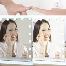Load image into Gallery viewer, Featured waytrim lighted vanity mirror hollywood style makeup cosmetic mirrors with 17 dimmable led bulbs 3 color lighting touch control design white