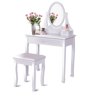 Try giantex vanity table set with 360 rotating round mirror makeup mirrored dressing table with cushioned stool 3 drawers bedroom vanities for women girls detachable mirror stand to be a desk white