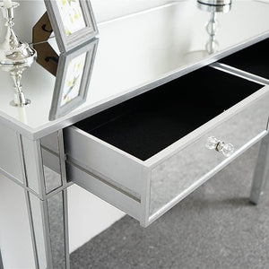 Purchase ssline mirrored writing desk vanity dressing table desk for women with 2 drawers silver glass finish makeup table media console table