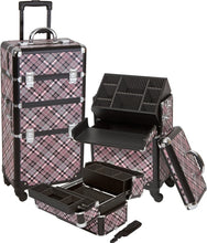 Load image into Gallery viewer, Pro 2 in 1 Makeup Case 4 Wheeled Spinner w/ Adjustable Dividers