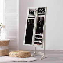 Load image into Gallery viewer, Online shopping giantex jewelry armoire cabinet organizer storage mirrored stand with 4 shelves for makeup 18 necklace hooks 56 rings 20 earrings slots non lockable wood standing jewelry armoire with mirror white