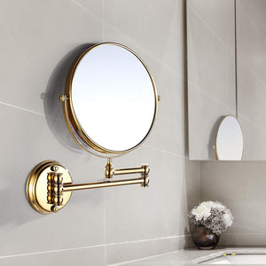 Great makeup mirror wall mount 8 inch dual side with 1x 5x magnification bathroom magnifying mirror two side 360 swivel cosmetic face mirror extendable vanity mirrors luxury brass gold marmolux acc