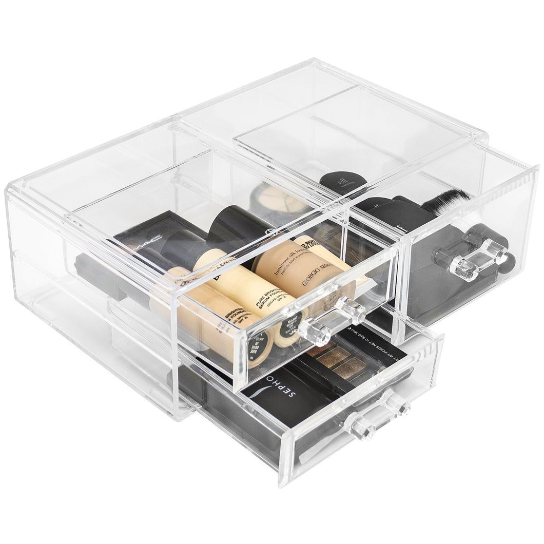Organize with sorbus acrylic cosmetics makeup and jewelry storage case display sets interlocking drawers to create your own specially designed makeup counter stackable and interchangeable