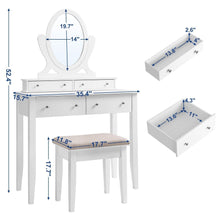 Load image into Gallery viewer, Discover the best songmics vanity table set with mirror and 4 drawers wooden makeup dressing table with large stool gift for women girls white urdt22wt