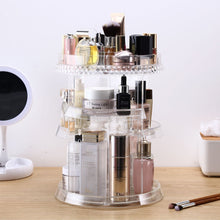 Load image into Gallery viewer, Top makeup organizer acrylic cosmetic organizer vanity and rotating makeup storage perfume organizer with large capacity fit cosmetics perfume brush and more for countertop bathroom and bedroom
