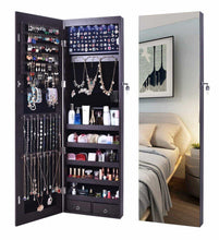 Load image into Gallery viewer, Budget aoou jewelry organizer jewelry cabinet wall mounted jewelry organizer with mirror full length mirror large capacity dressing makeup jewery mirror jewelry armoire brown