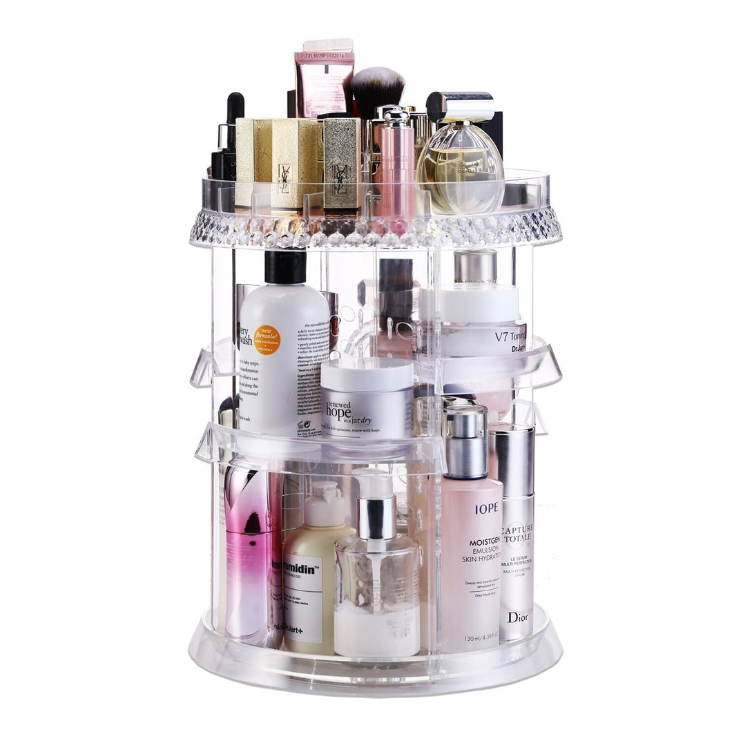 Shop makeup organizer acrylic cosmetic organizer vanity and rotating makeup storage perfume organizer with large capacity fit cosmetics perfume brush and more for countertop bathroom and bedroom