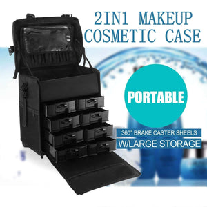 Explore happybuy 2 in 1 nylon makeup case soft with wheels travel cosmetic cases detachable professional rolling trolley makeup travel case oxford vanity portable makeup artist organizer box 2in1 case