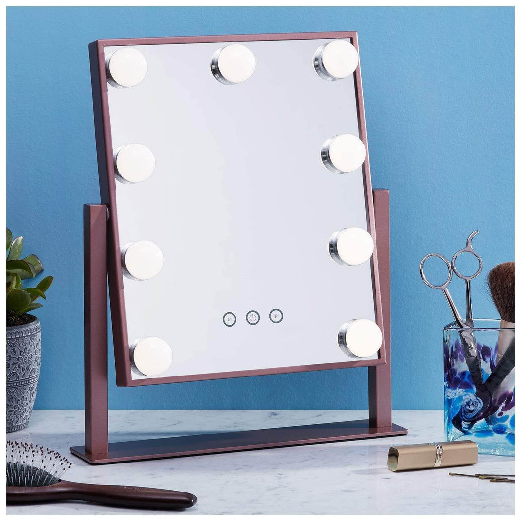 Latest vanity makeup mirror with hollywood lights led lighted make up vanity for cosmetics professional tabletop beauty mirror rose gold