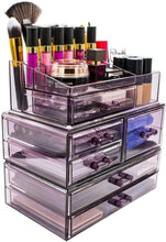 Load image into Gallery viewer, Shop here sorbus cosmetics makeup and jewelry storage case display sets interlocking drawers to create your own specially designed makeup counter stackable and interchangeable purple
