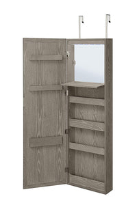 Try abington lane wall mounted over the door makeup organizer beauty armoire with led lights and stowaway mirror heathered grey