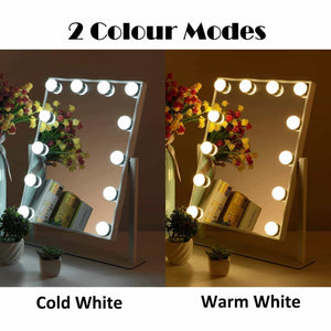 Heavy duty mrah hollywood makeup vanity mirror white lighted makeup mirror tabletops lighted mirror led illuminated cosmetic mirror with led dimmable bulbs