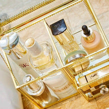 Load image into Gallery viewer, Top putwo makeup organizer handmade vintage brass edge makeup brush holder glass makeup brushes storage cosmetic organizer makeup vanity decoration jewelry box make up brushes holder with free pearls