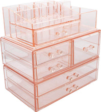 Load image into Gallery viewer, Select nice sorbus acrylic cosmetics makeup and jewelry storage case display sets interlocking drawers to create your own specially designed makeup counter stackable and interchangeable pink