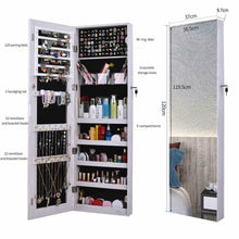 Load image into Gallery viewer, Great aoou jewelry organizer jewelry cabinet full screen display view larger mirror full length mirror large capacity dressing mirror makeup jewelry armoire jewelry mirror full length mirror white