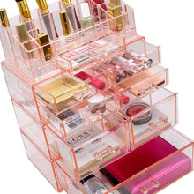 Load image into Gallery viewer, Results sorbus acrylic cosmetics makeup and jewelry storage case display sets interlocking drawers to create your own specially designed makeup counter stackable and interchangeable pink 1