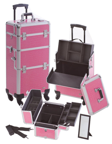 Pro 2 in 1 Makeup Case 4 Wheeled Spinner w/ Adjustable Dividers