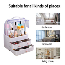 Load image into Gallery viewer, Great fazhen dust proof makeup organizer cosmetic and jewelry storage with dustproof lid display boxes with drawers for vanity skin care products rack dressing table desktop finishing box l