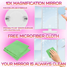 Load image into Gallery viewer, Online shopping lighted makeup mirror with lights makeup vanity mirror with lights and magnification make up mirrors lighted magnifying portable trifold cosmetic mirror with long 6 6ft usb cable and charger