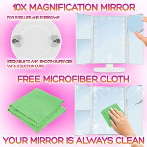 Online shopping lighted makeup mirror with lights makeup vanity mirror with lights and magnification make up mirrors lighted magnifying portable trifold cosmetic mirror with long 6 6ft usb cable and charger