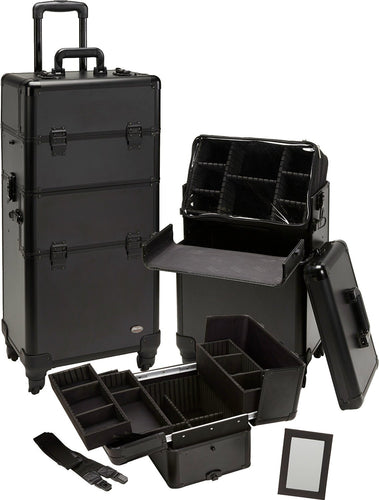 Pro 2 in 1 Makeup Case 4 Wheeled Spinner w/ Adjustable Dividers