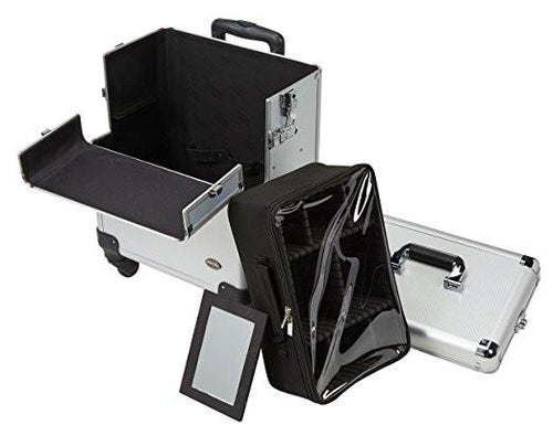 4 in 1 Rolling Professional Makeup Case w/ 4 360 Spinning Wheels