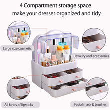 Load image into Gallery viewer, Get fazhen dust proof makeup organizer cosmetic and jewelry storage with dustproof lid display boxes with drawers for vanity skin care products rack dressing table desktop finishing box l