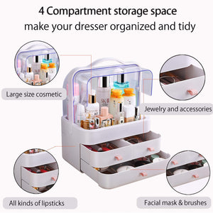 Heavy duty fazhen dust proof makeup organizer cosmetic and jewelry storage with dustproof lid display boxes with drawers for vanity skin care products rack dressing table desktop finishing box